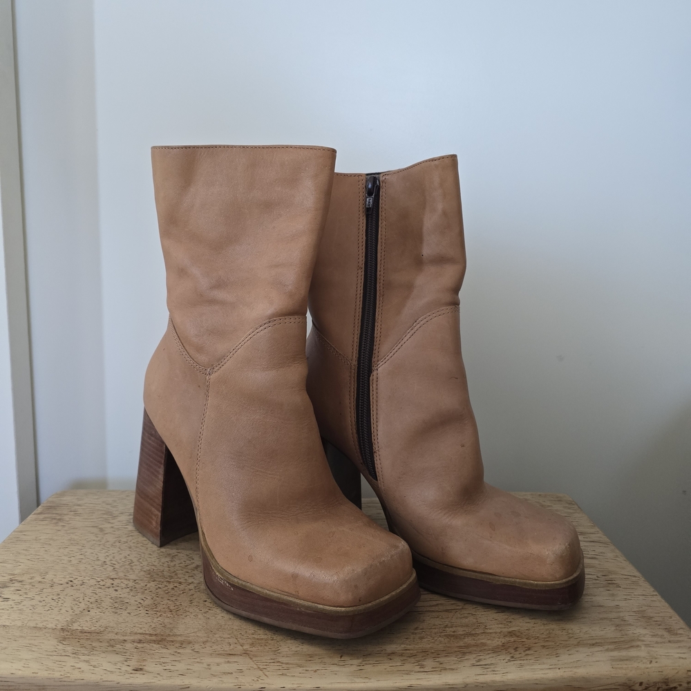 Tan Leather Ankle Boots